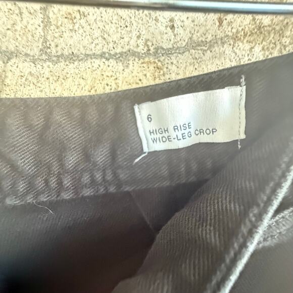 Gap Jeans Black High Rise Wide Leg Crop Denim Patchwork Plaid Pocket Y2K Women 6 - Picture 3 of 8